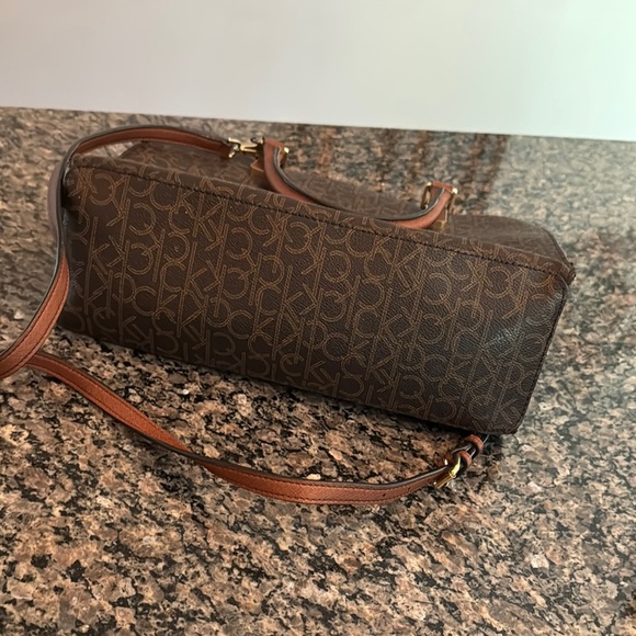 Calvin Klein Brown monogram logo Structured Tote with Gold Accents - Picture 11 of 16